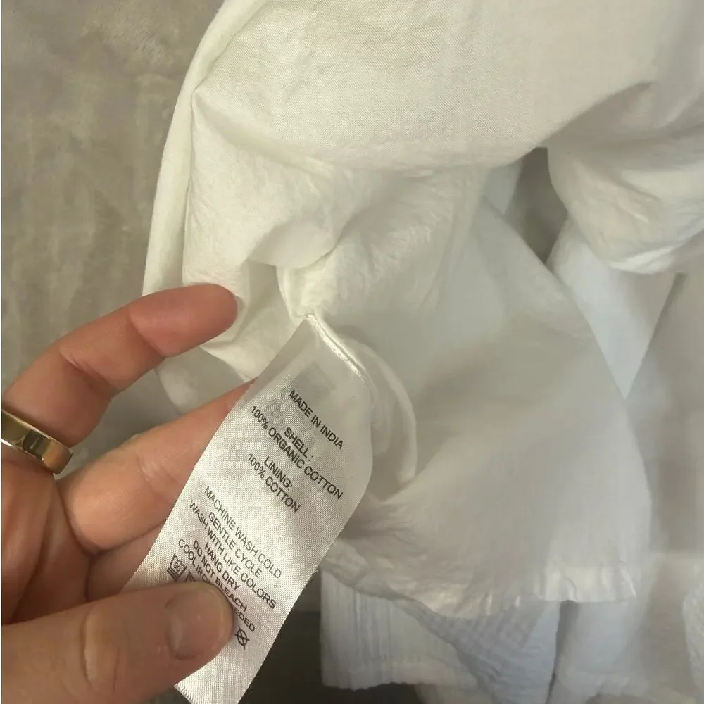 Quince Smocked Maxi Skirt Gauze Organic Cotton White XL